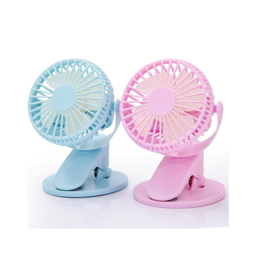 (Blue) 360 Rotation Mini Fan Battery Operated/USB Rechargeable Clip on Fan for Baby Stroller/Gym/Office/Study