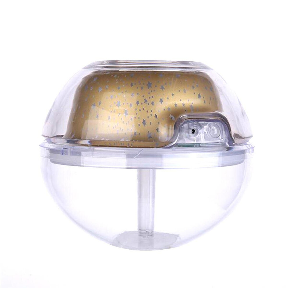 (Gold) 500ML 7 Color Crystal LED Light Projector Air Humidifier USB Essential Diffuser Aromatherapy Purifier