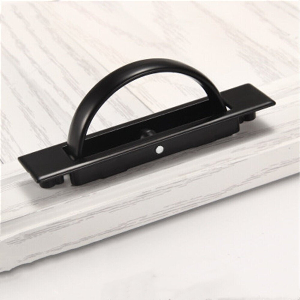 (Black) Handle Embedded In Tatami Cabinet Door Invisible Modern Simple Black Drawer Rotating Hidden Platform