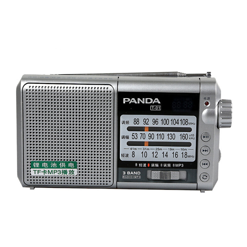 (Silver) Radio Fm Am Sw Three Band Radio Portable Retro Semiconductor Radio Silver 6112211858692