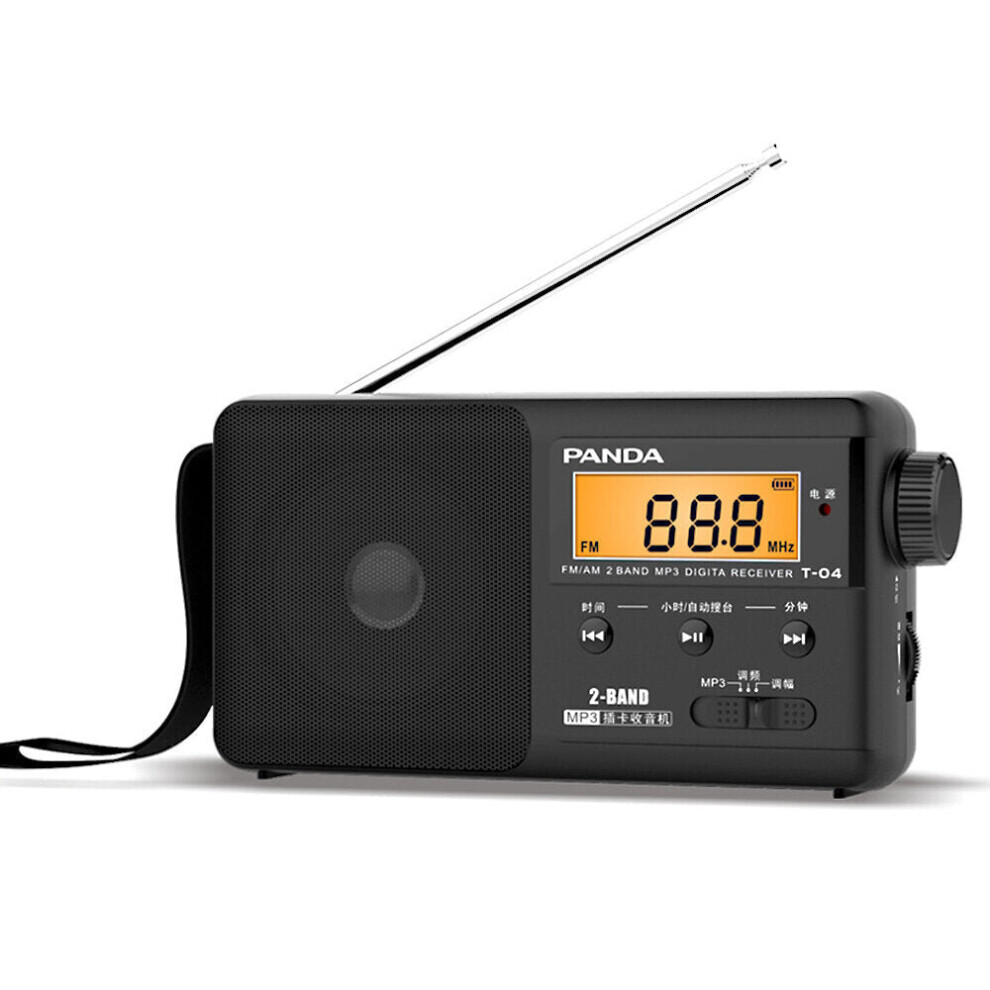 (Black) Fm Am Two Band Radio Semiconductor Portable Support Tf Card Mp3 Player Black 6112211955452