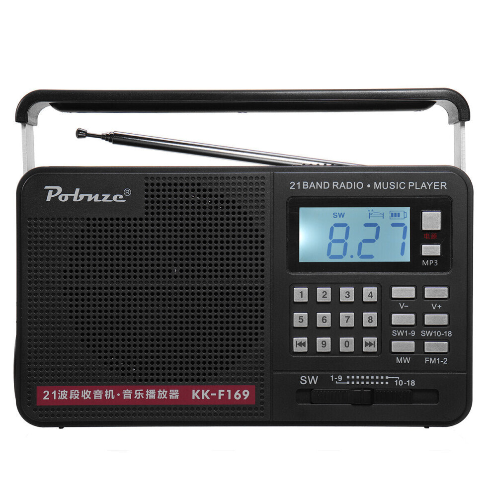 Portable Am Sw Fm Radio Lcd Digital Usb Tf Mp3 Speaker Rechargeable Flashlight 6112211955483