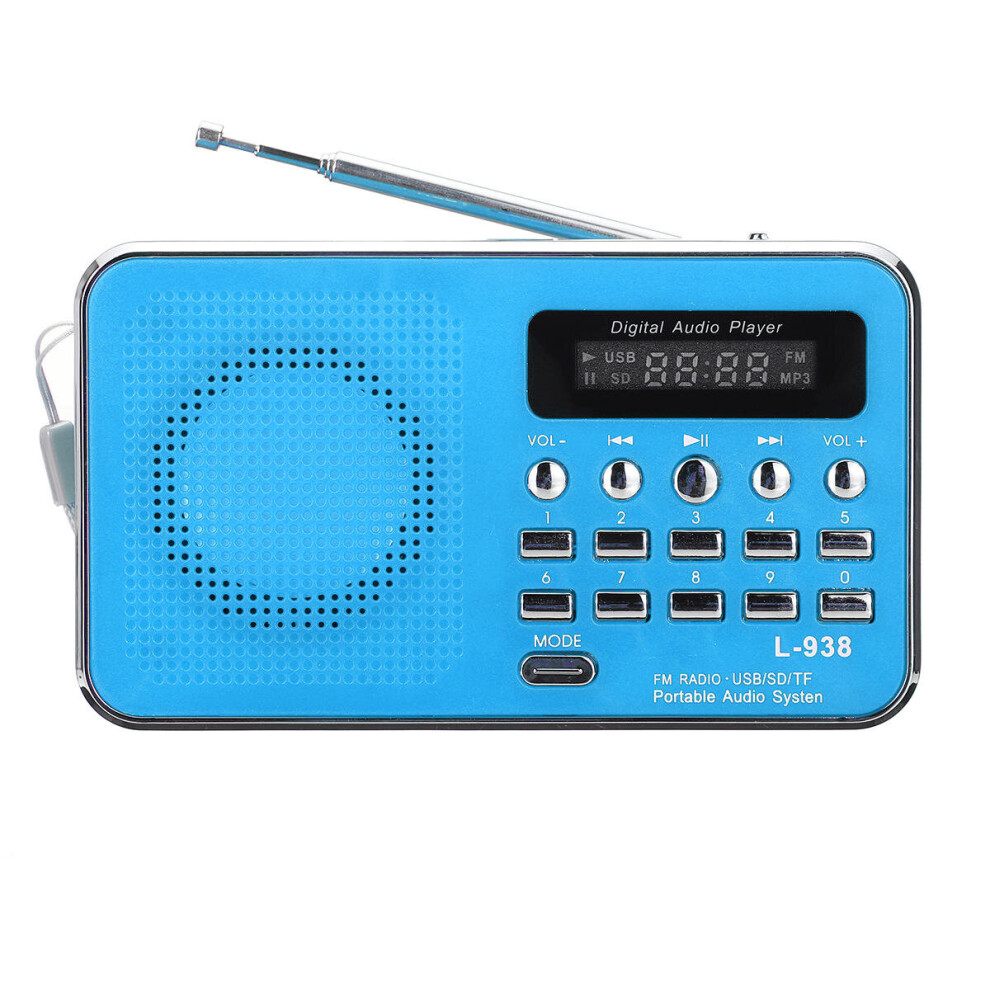 (Blue) Portable Fm 87.5-108Mhz 4.2V 4 Radio Tf Sd Card Aux Loop Play Speaker Mp3 Music Player Blue 6112211856179