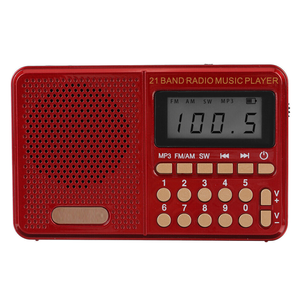 (Red) Portable Retro Radio Led Display Speaker Mp3 Player Fm Tf Card U Disk Aux Mini Red 6112211858333