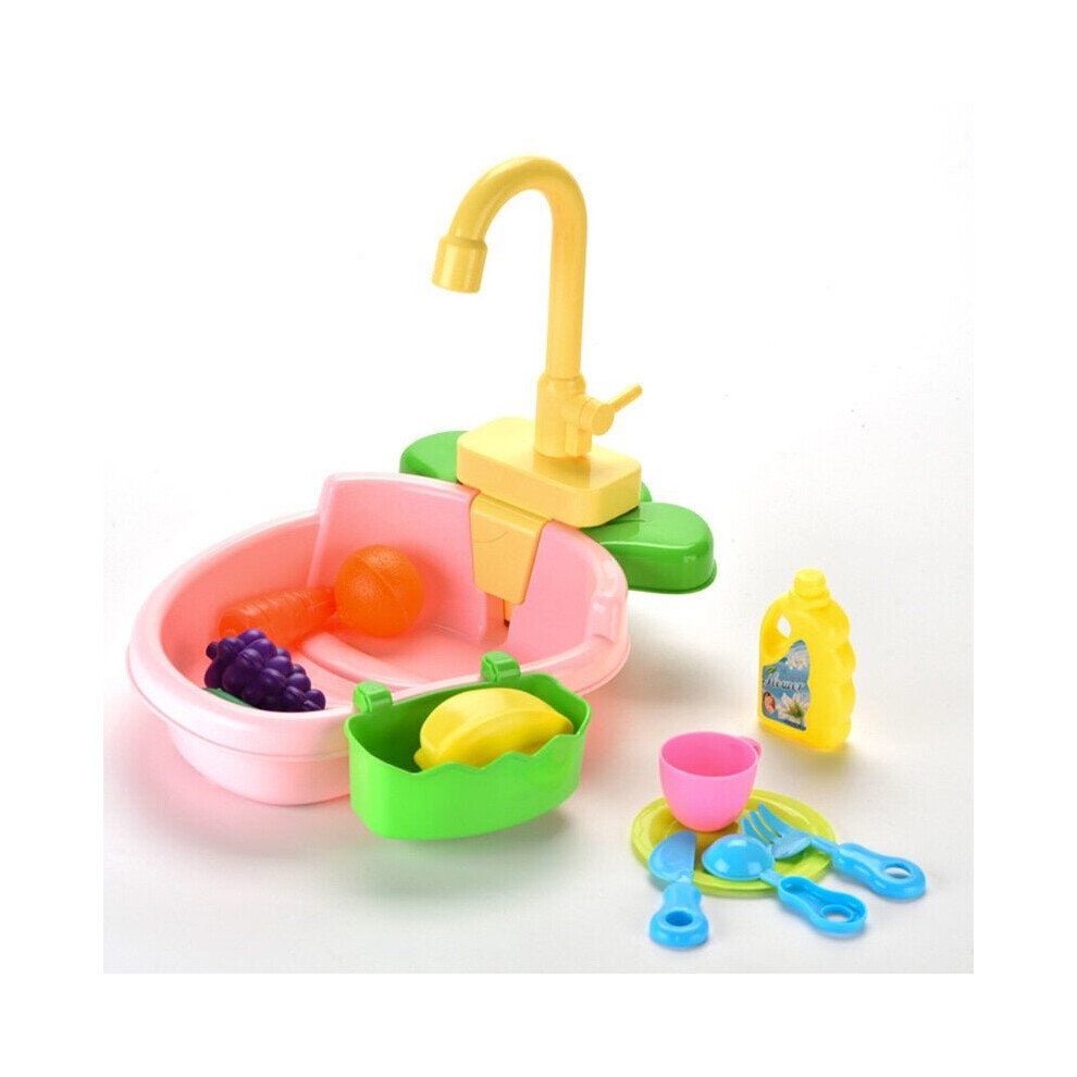 (Pink) Bird Bath Tub with Faucet Pet Parrots Fountains SPA Pool Cleaning Tool Safe Play House Kitchen Sink Birds Toy Multipur