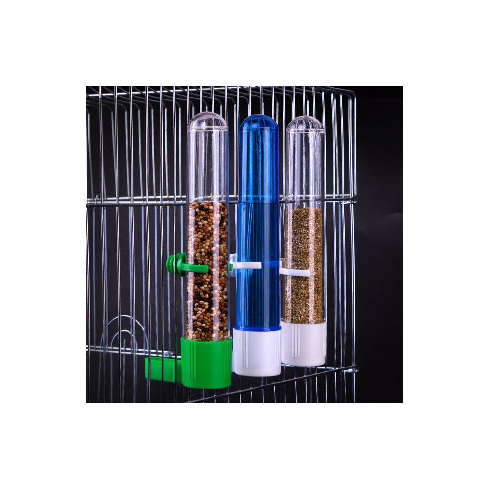 (B375 bird with water drinker long section 65ml blue) Bird Water Dispenser Autoxic Feeder Water Drinking Water Fountain Starling Parrot Food Bo* Feeding Bird Food Bird Cage Accessories Supplies