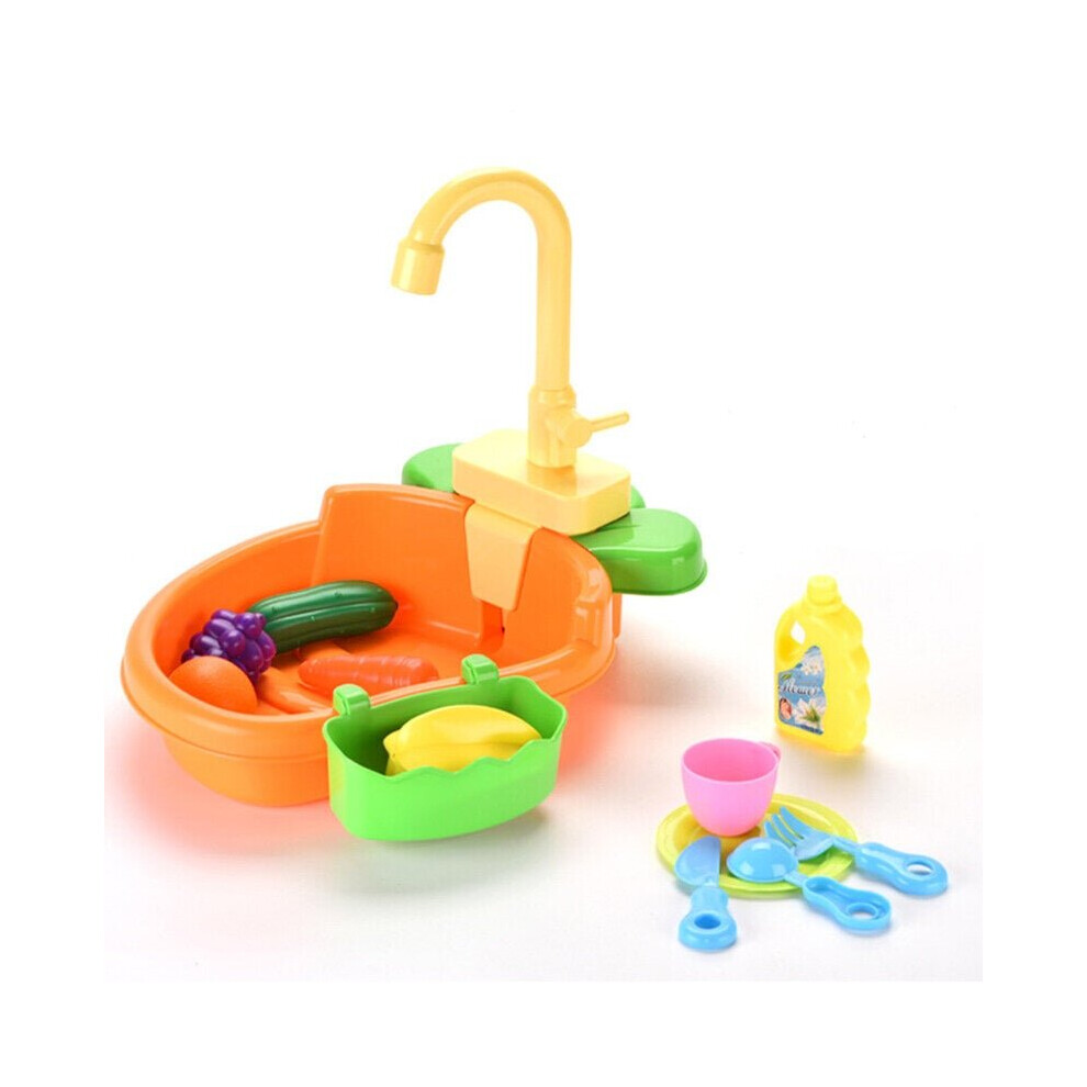 (Orange) Bird Bath Tub with Faucet Pet Parrots Fountains SPA Pool Cleaning Tool Safe Play House Kitchen Sink Birds Toy Multipur