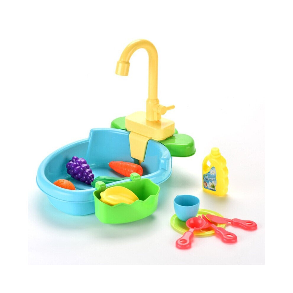 (Blue) Bird Bath Tub with Faucet Pet Parrots Fountains SPA Pool Cleaning Tool Safe Play House Kitchen Sink Birds Toy Multipur