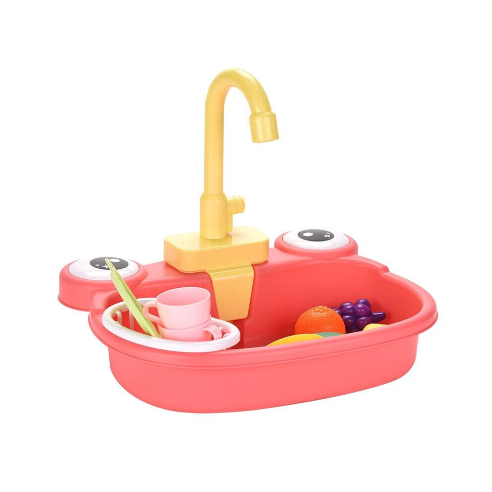 (Pink) Bird Bath Tub with Faucet Pet Parrots Fountains SPA Pool Cleaning Tool Safe Play House Kitchen Sink Birds Toy