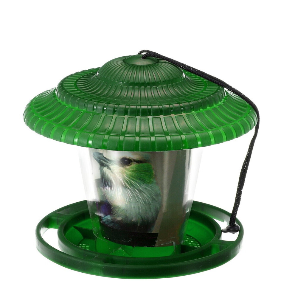 (Green) Transparent Waterproof Hanging Bird Feeder Outdoor Balcony Outdoor for Feeding Tool