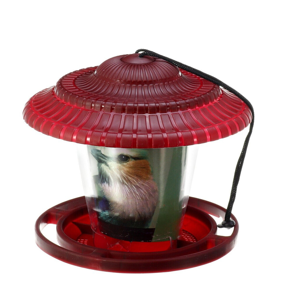 (Red) Transparent Waterproof Hanging Bird Feeder Outdoor Balcony Outdoor for Feeding Tool