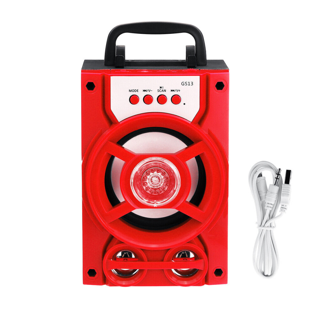 (Red) Portable Bluetooth Subwoofer Speaker Tf Card U Disk Music Player Fm Radio Microphone For Meeting Dance Party Lecture Red 6112211858265