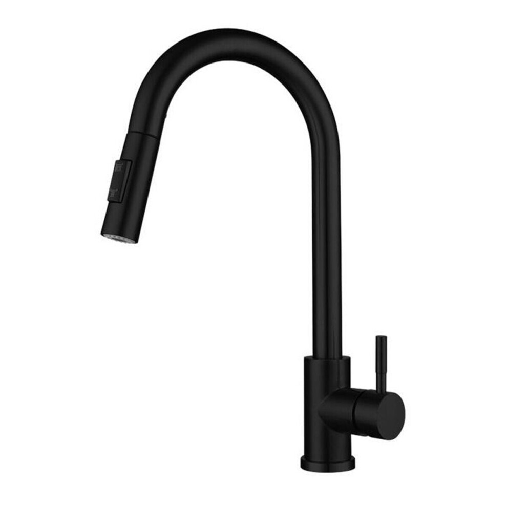 (Black) Kitchen Touch Sensor Stainless Steel Faucet Dish Basin Pull-Out Rotary Household Hot And Cold 3654657762209
