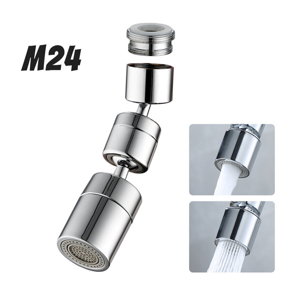 (M24) Universal Extender Splash Filter Faucet 1080 Rotate Water Outlet Faucet Silver