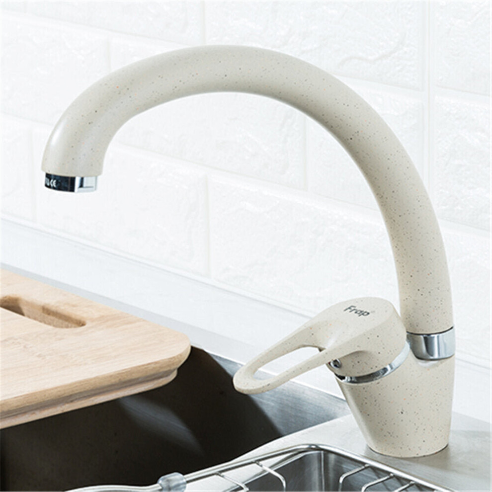 (Beige) Brass 3 Color Kitchen Sink Faucet Mixer Cold And Hot Single Handle Swivel Spout Water Sink Mixer Tap