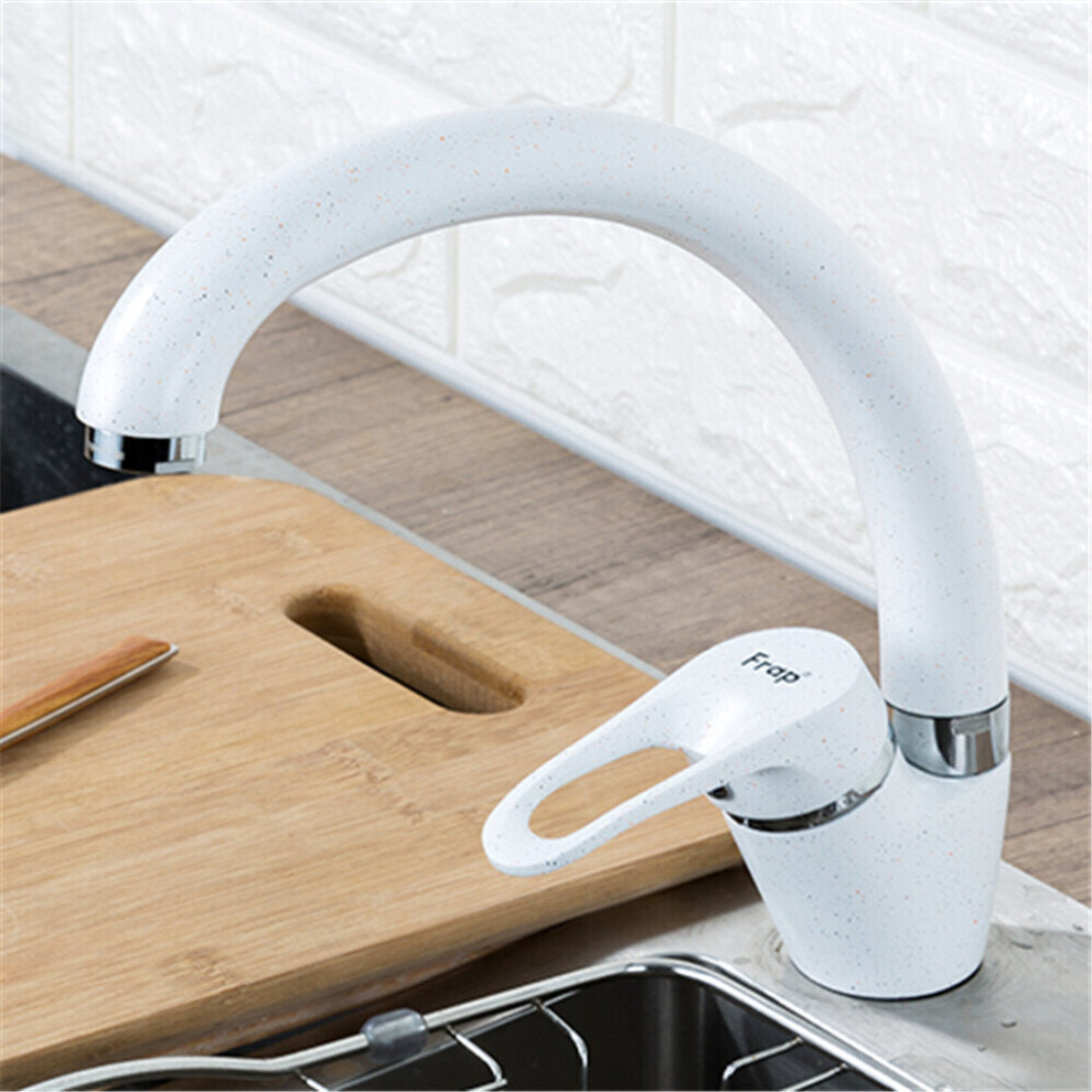 (White) Brass 3 Color Kitchen Sink Faucet Mixer Cold And Hot Single Handle Swivel Spout Water Sink Mixer Tap