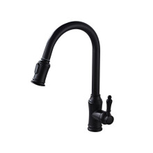 (Black) Brass Pull Out And Splash Proof Faucet Hot Cold Mixing Dual Mode Kitchen Sink Wash Basin Tap