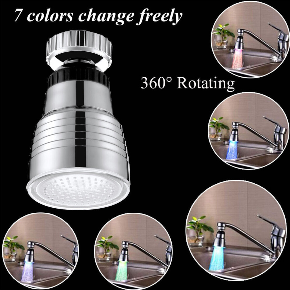 (7 Colors Changing Randomly) Multicolor Led Faucet Nozzle Water Filter Spray Temperature Sensor Light Rgb Change Tap 3654659448217