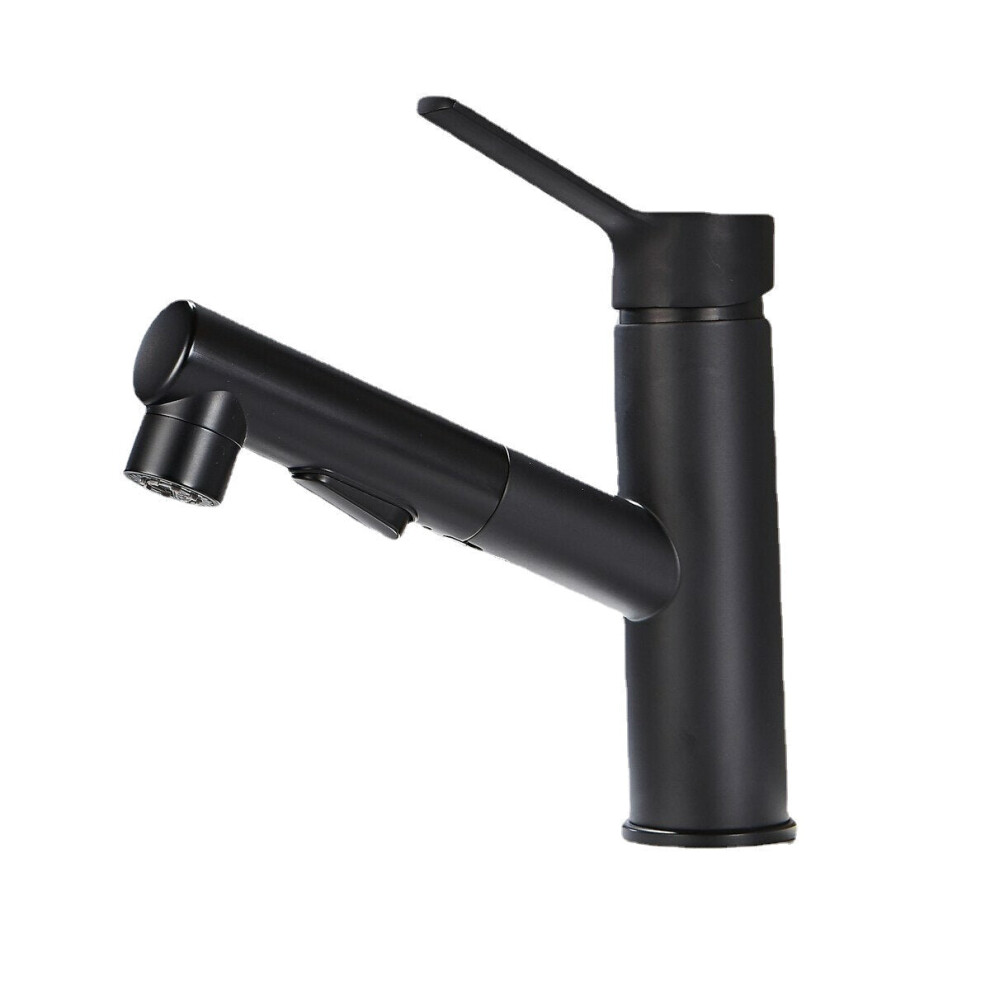(Black) Bathroom Basin Faucet With Pull Out Sprayer Fountain Brushed Nickel Hot Cold Mixer Tap Updated Three Modes Sprayer 3654659428226