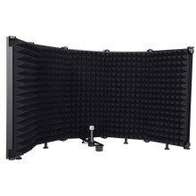 microphone Isolation Shield 5-Panel Wind Screen Foldable 3/8" and 5/8" Threaded High Density Absorbing Foam for Recording Studio