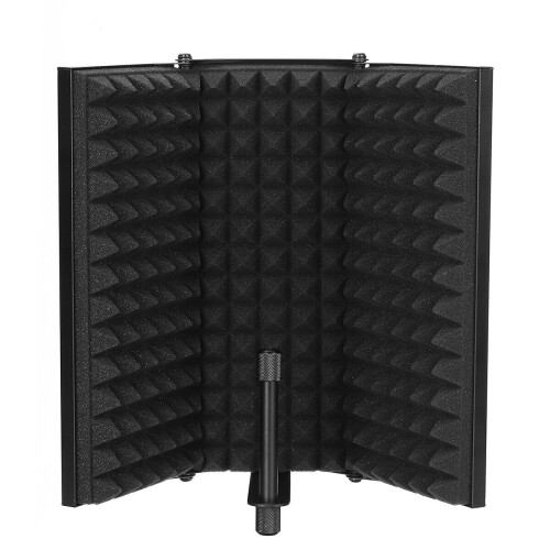 Foldable Microphone Acoustic Isolation Shield Foams Studio Three-door Noise Enclosure Panel Filter 1
