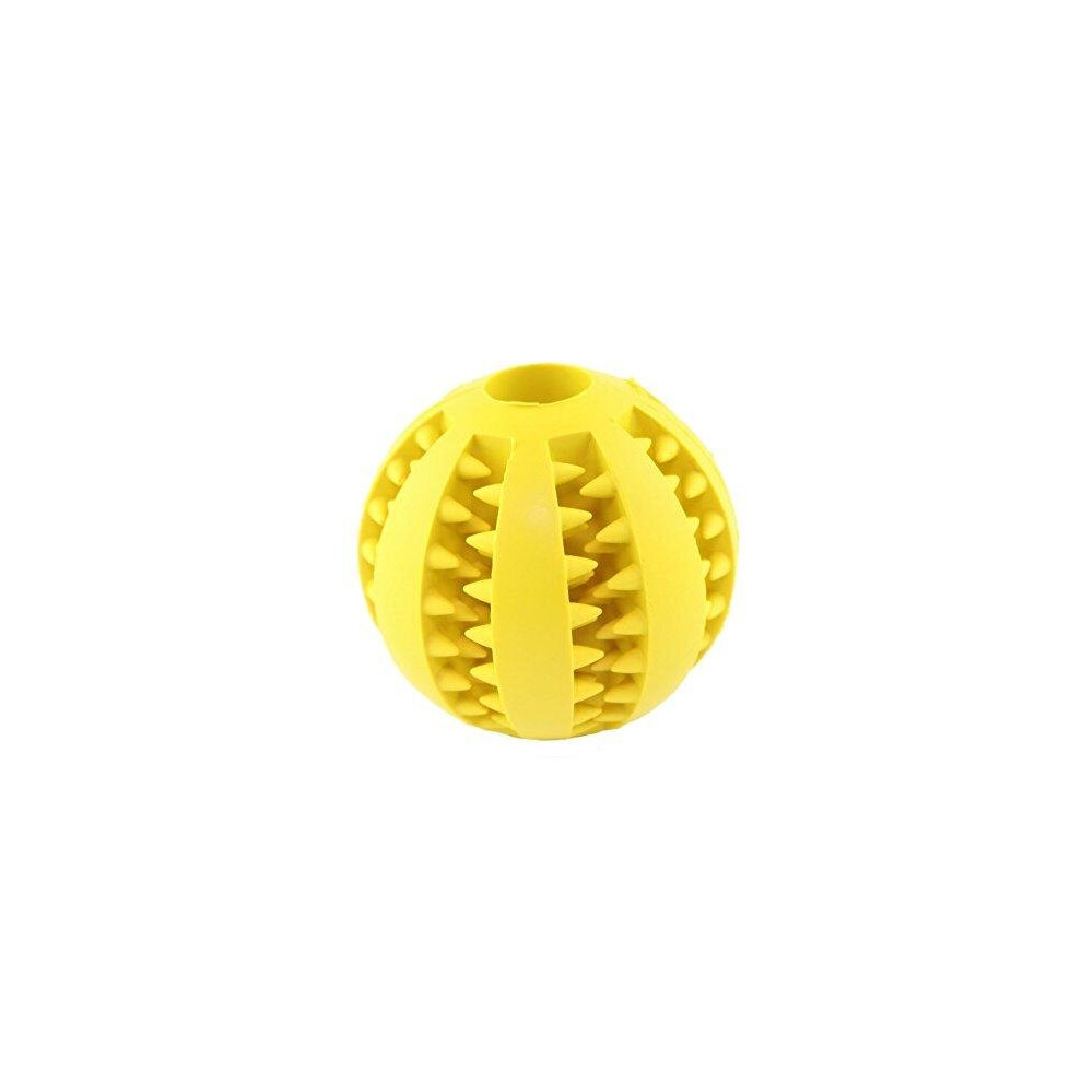 (Yellow) IQ Treat Ball Rubber Dog Balls Toys with Bite Resistant Soft Rubber