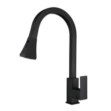 (Black) Kitchen Sink Hot And Cold Faucet Single Handle Brushed Nickel Stainless Steel Gooseneck Wash basin Tap With Pull Down Sprayer