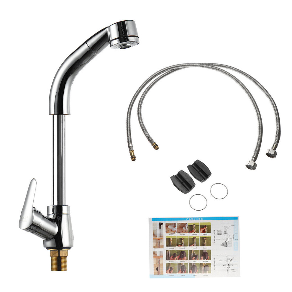 Photos - Tap GreenZech  Kitchen Sink Faucet Pull Out Rotation Spray Mixer Liftable Cold And Hot Water (Silver)
