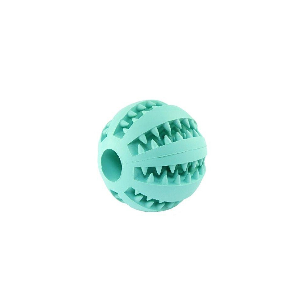 (Blue) IQ Treat Ball Rubber Dog Balls Toys with Bite Resistant Soft Rubber