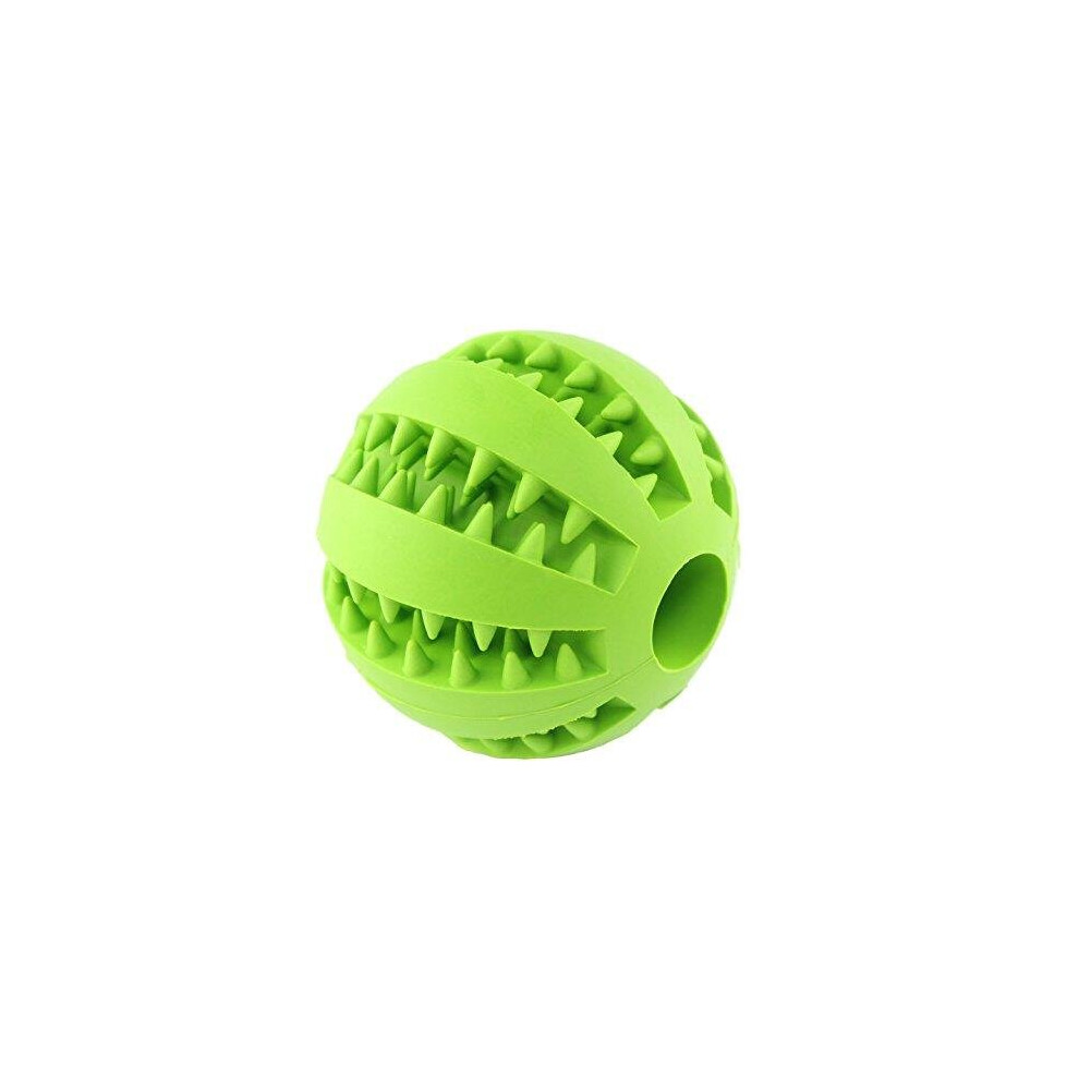 (Green) IQ Treat Ball Rubber Dog Balls Toys with Bite Resistant Soft Rubber