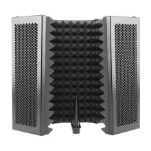 331x1060mm 5 Panels Foldable Studio Microphone Isolation Shield Acoustic Foam Sound Absorbing for Recording Live Broadcast