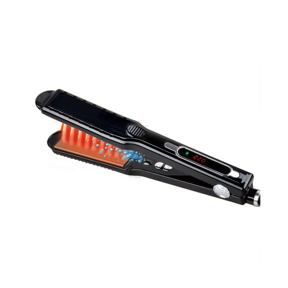 (Black) 45W 2in1 Hair Curler Curling Straightener Iron Infrared Style