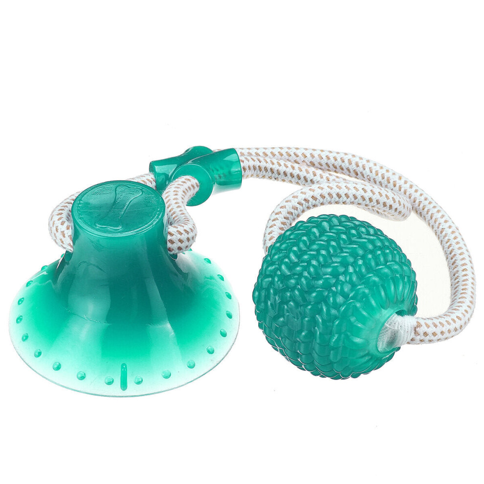 (Green) Pet Molar Bite with Suction Cup Rubber Ball Pet Toys