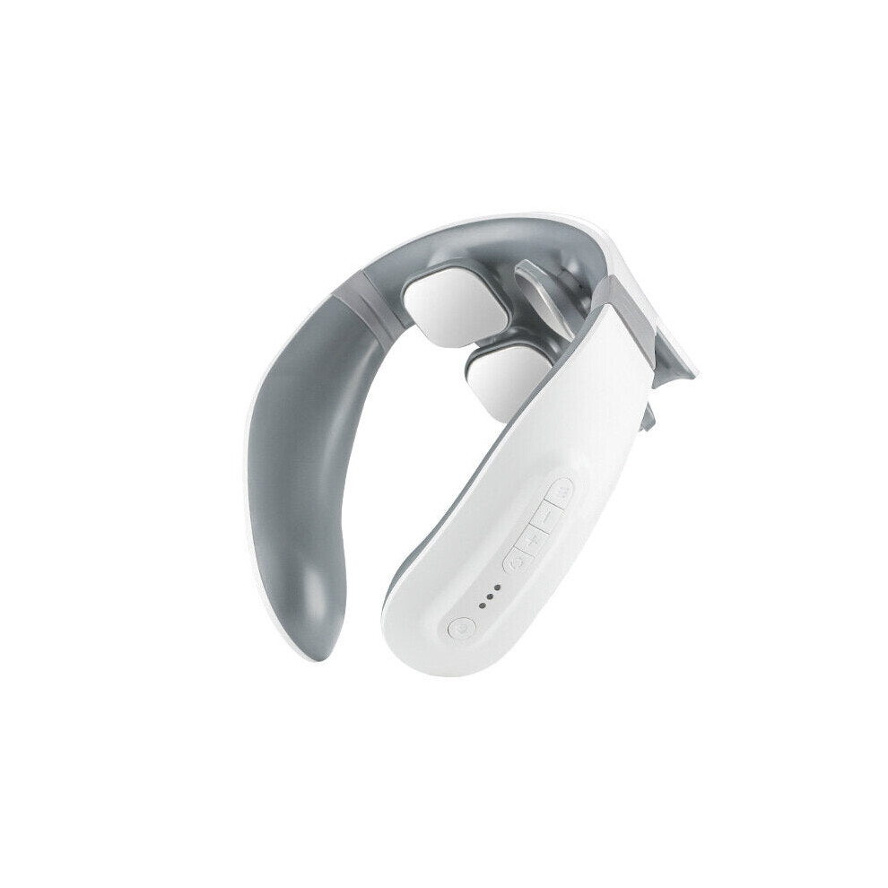 Greenzech (White) Smart Neck Meridian Massager 4 Head Tens Pulse Heating Cervical Massager Voice/Remote Control