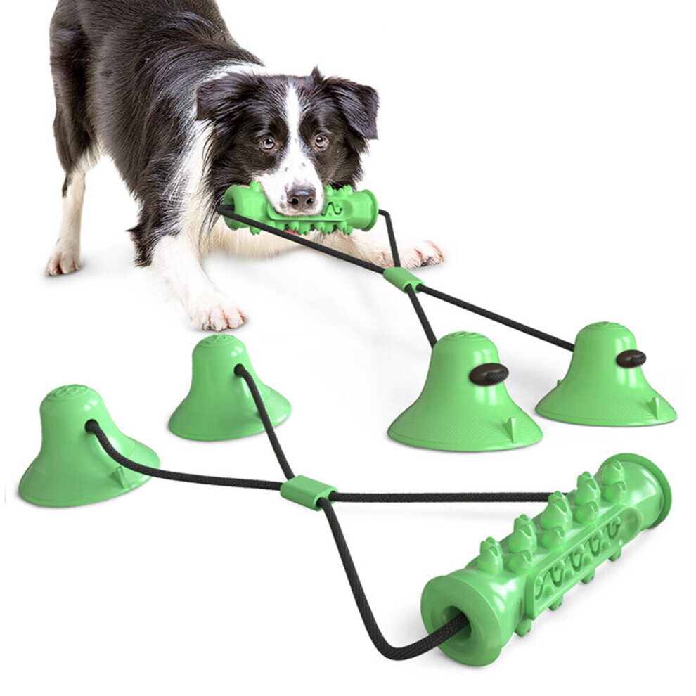 (Green) Pet Molar Bite Elastic Ropes Tooth Cleaning Chewing Suction Cup Dog Toys