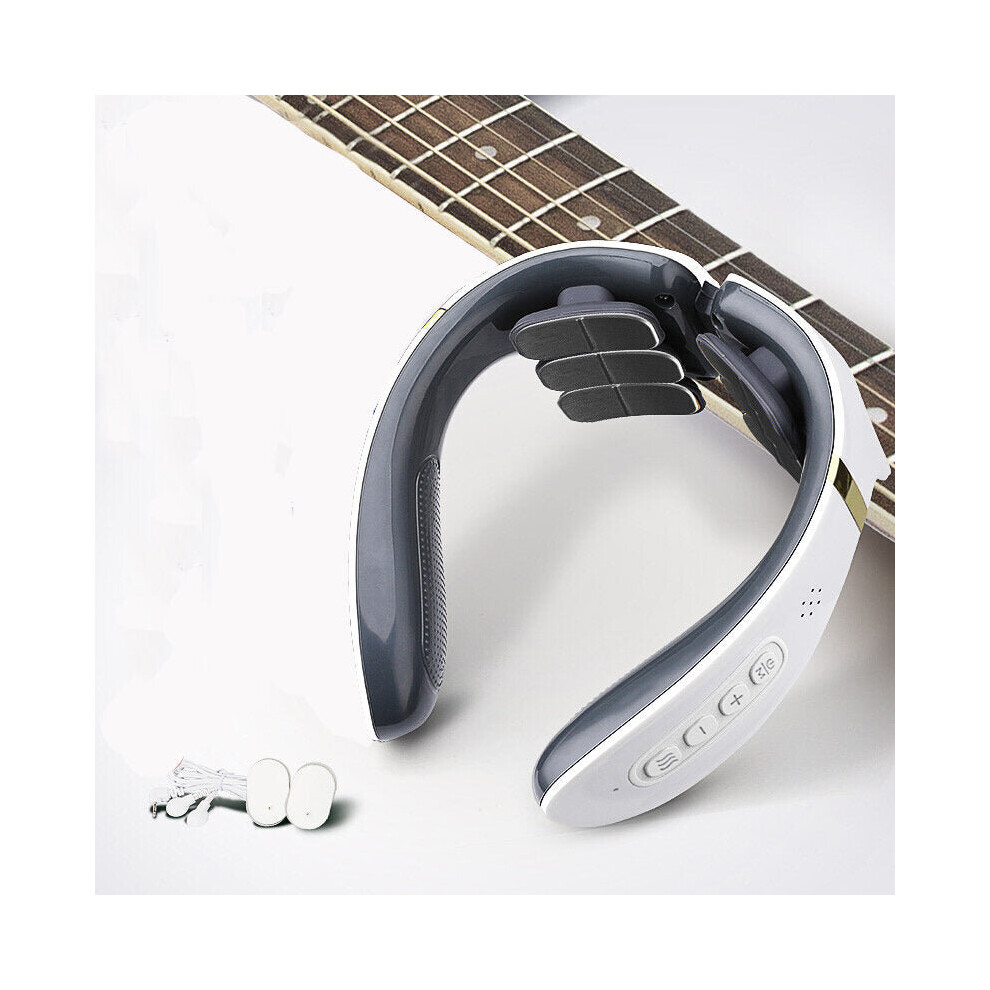 Greenzech (White) 12 Heads Neck Massager Emp Technology 12 Modes 20 Gear Adjustable Usb Electric Pulse Heating Hot Compress Massage