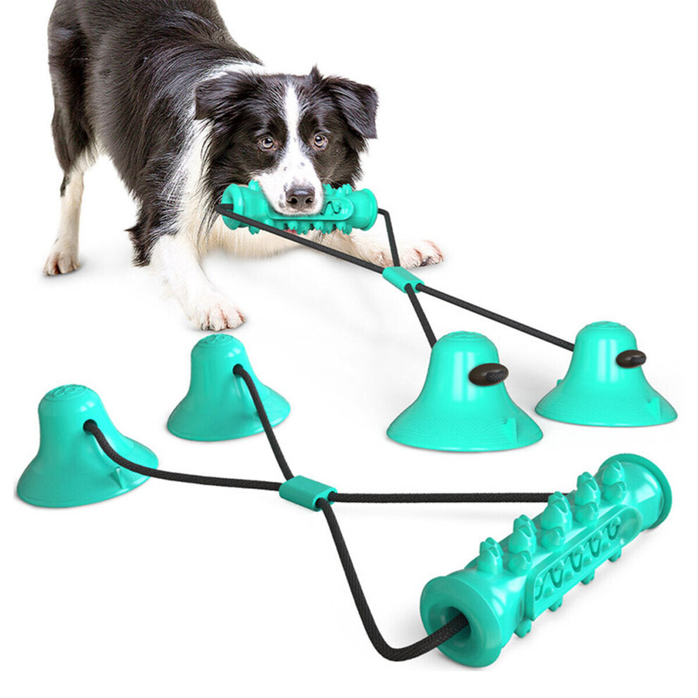 (Blue) Pet Molar Bite Elastic Ropes Tooth Cleaning Chewing Suction Cup Dog Toys