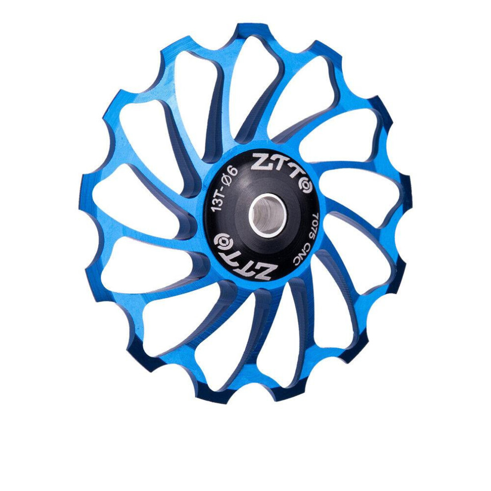 (Blue) 4/5/6MM Lightweight High Strength Aluminum Alloy Ceramic Rear Paddle Guide Wheel MTB Road Bicycle Guide Roller