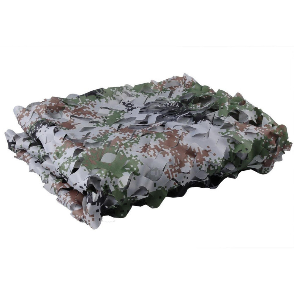 (M) Outdoor Camping Woodland Leaves Digital Camouflage Net Tactical Double Layer Netting Web