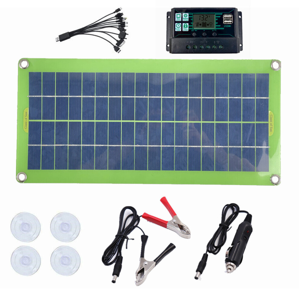 (20A Solar Controller) DC 200W 18V Solar Panel Kit Double USB Port Controller Power Bank Portable Battery Charger for Outdoor Camping Travel