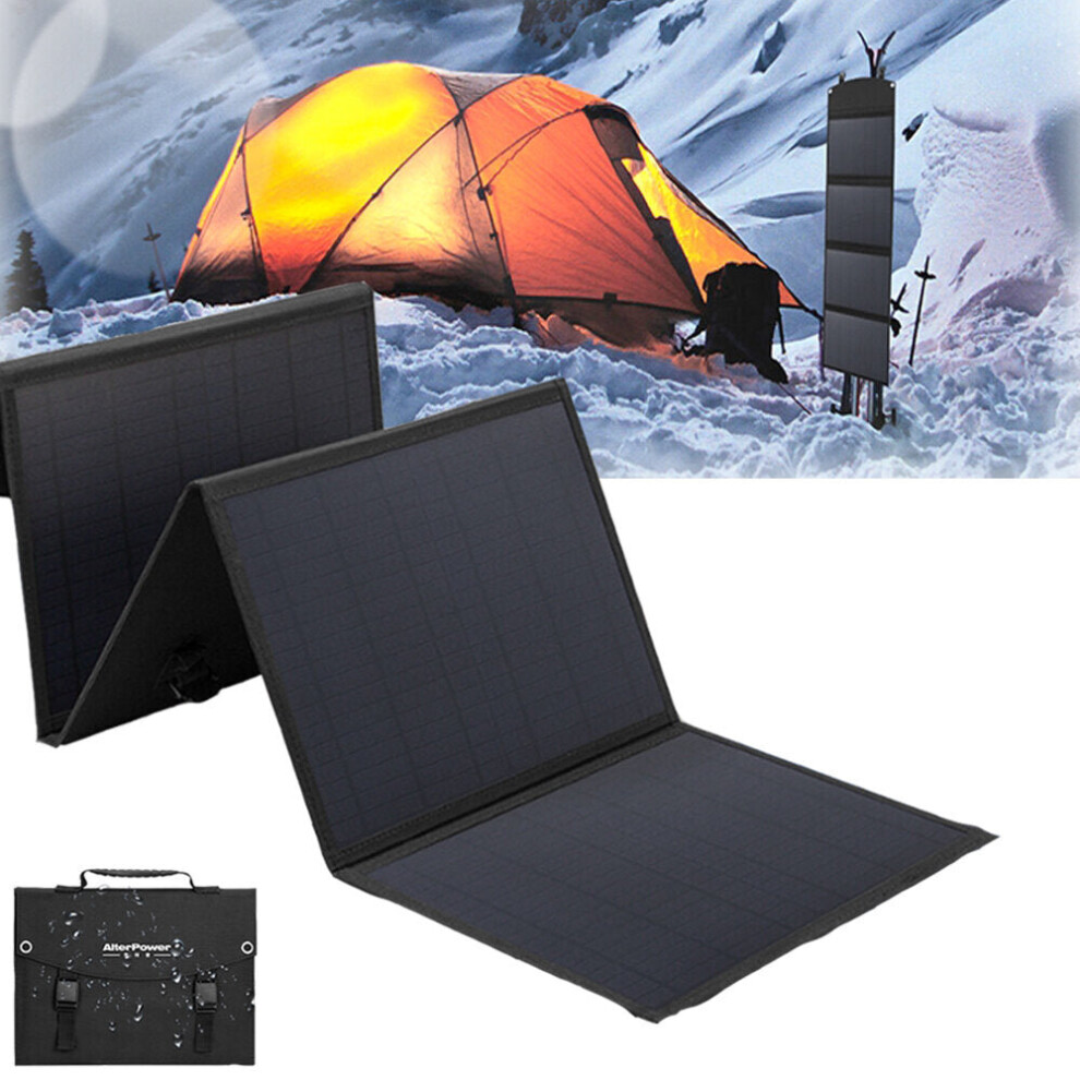 40W Solar Panels 2 USB+DC Waterproof Folding Solar Monocrystalline Silicon Board Power Bank Solar Charger Bag Camping Travel