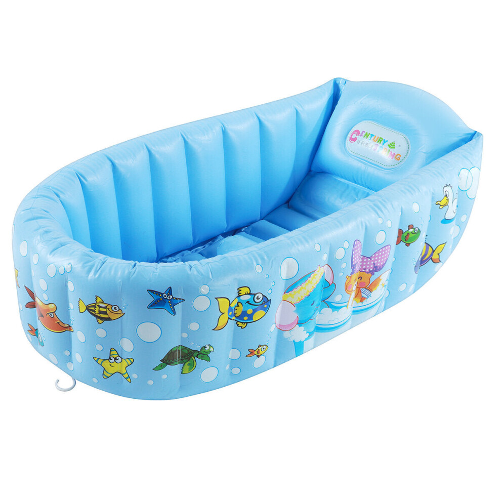 (Blue) Baby Inflatable Bath Tub PVC Swimming Pool Shower Bath Folding Kids Portable Swimming Pool for 0-3 Years Old