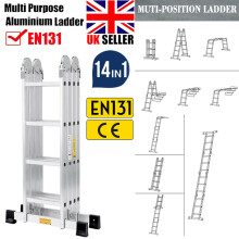 4.7M 14 in 1 Aluminium Folding Ladder Multi Position Purpose EN131