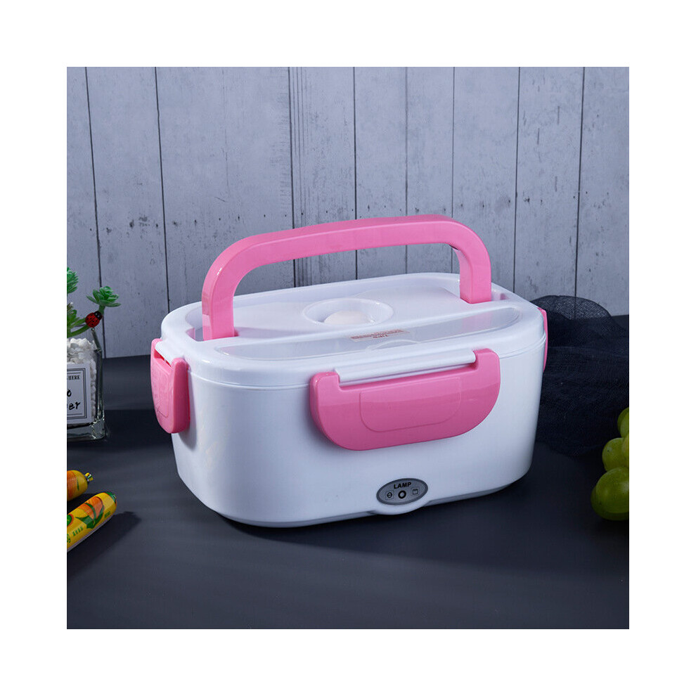 (Pink) Electric Lunch Box Insulation Heating Lunch Box Self-Heating Car Portable Plug-In Rechargeable Lunch Box Household Gift