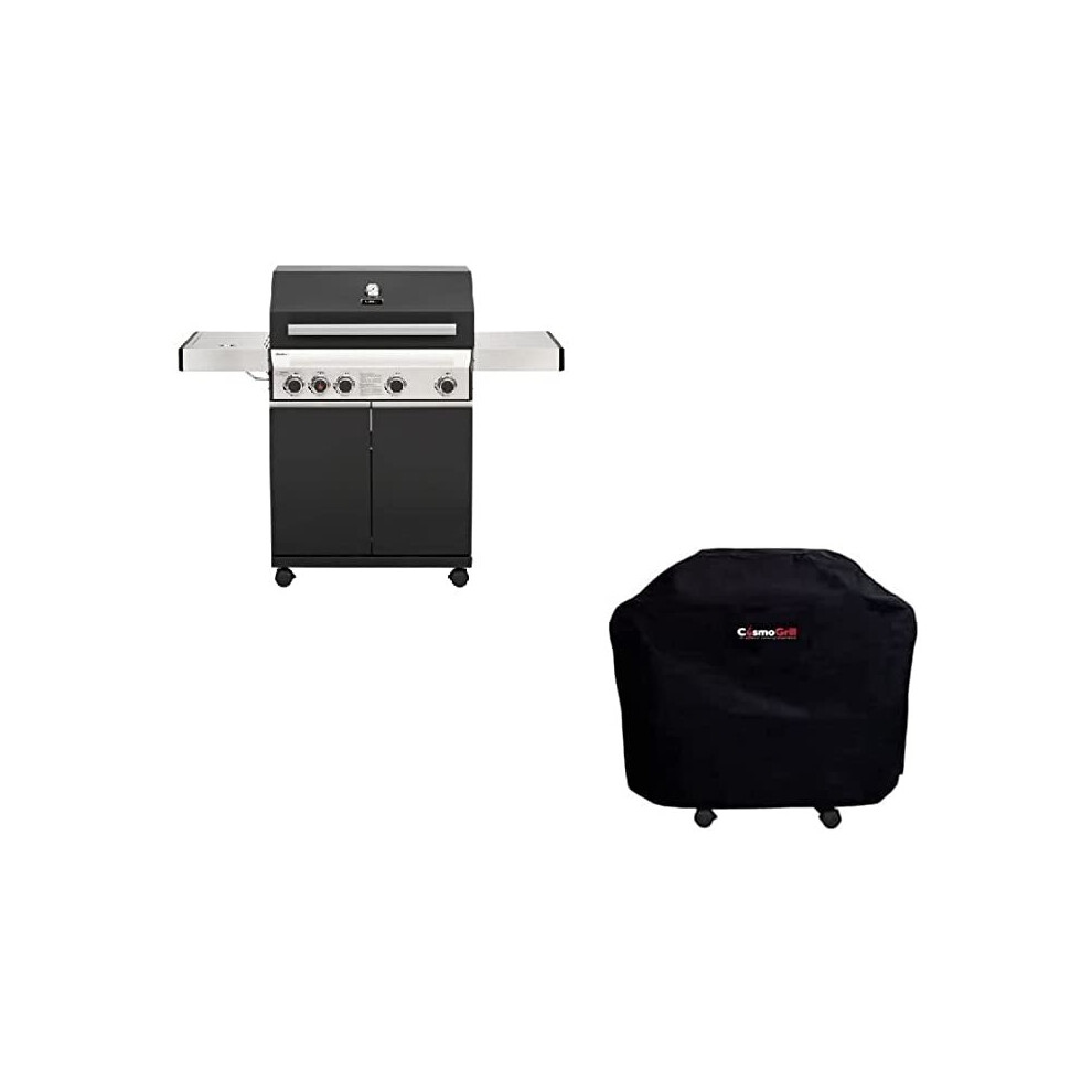 (With Cover) CosmoGrill Gas 4+1 Premium Black BBQ Grill Searer