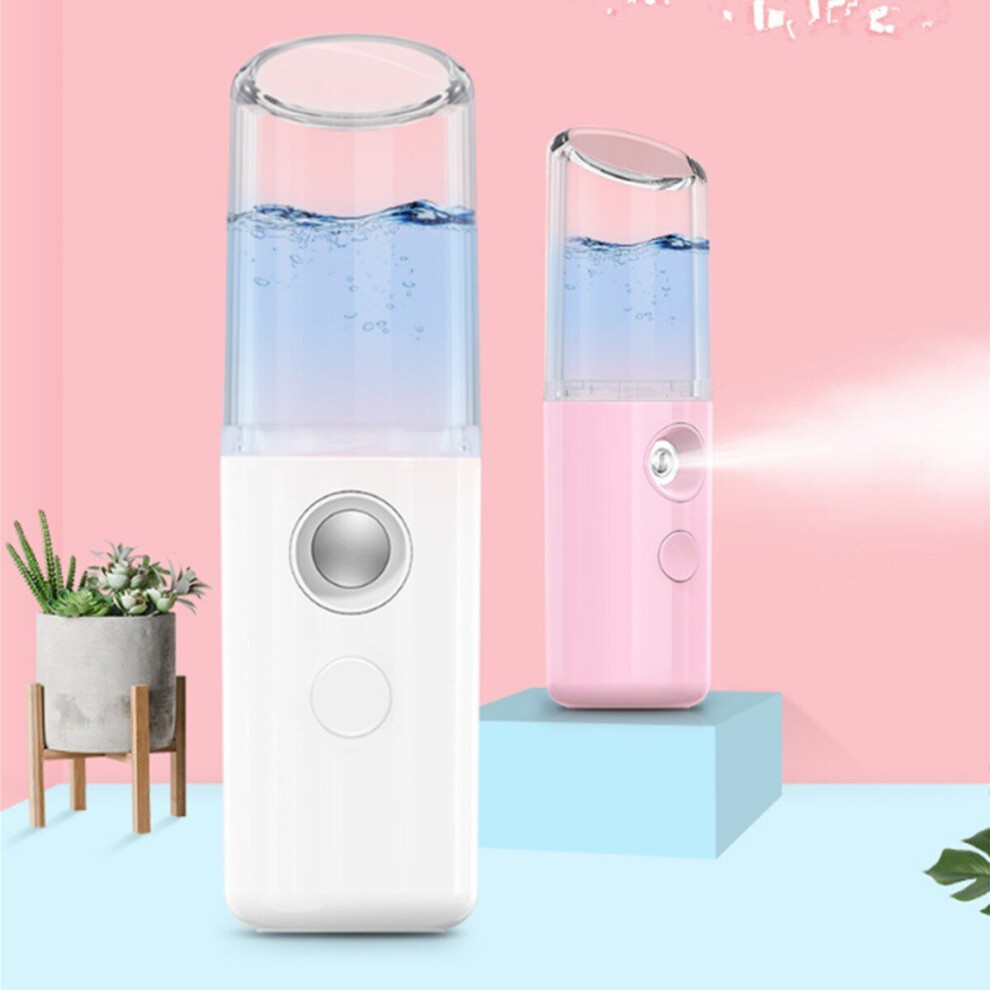 (Pink) 5V USB Portable Pore Facial Steamer Nano Mist Face Sprayer Moisture Skin Care