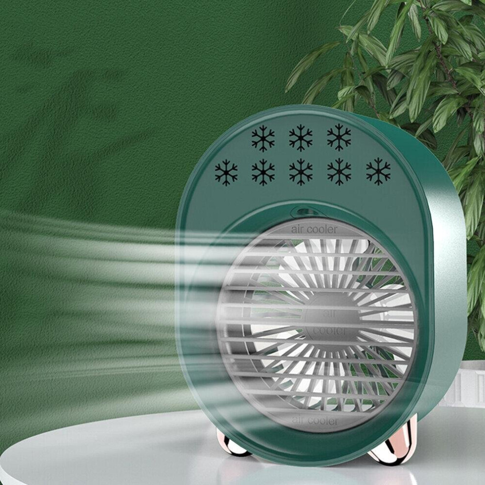 (Green) Portable USB Desktop Air Conditioner Negative Ion Spray Cooling Fan 3 Gear Adjustable Evaporative Humidifier for Home Office Travel