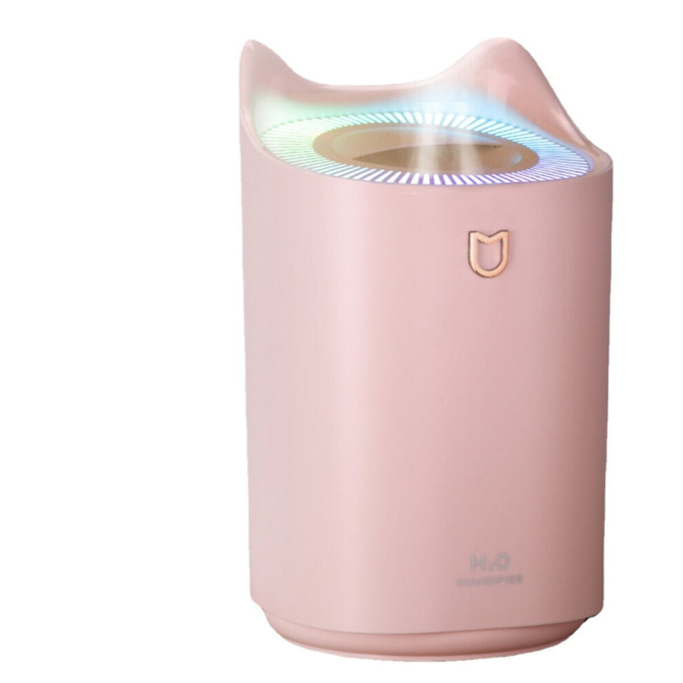 (Pink) 3L Home Air Humidifier Double Nozzle Cool Mist Aroma Diffuser USB Charging with Colorful Light Low Noise for Home Bedroom Car