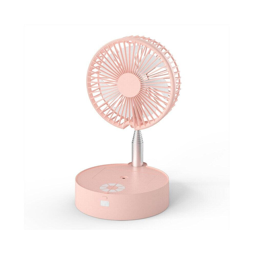 (Pink) Portable Mini Mute Desktop Fan Wireless Telescopic Floor Spray Humidification with Night Light for Home Office