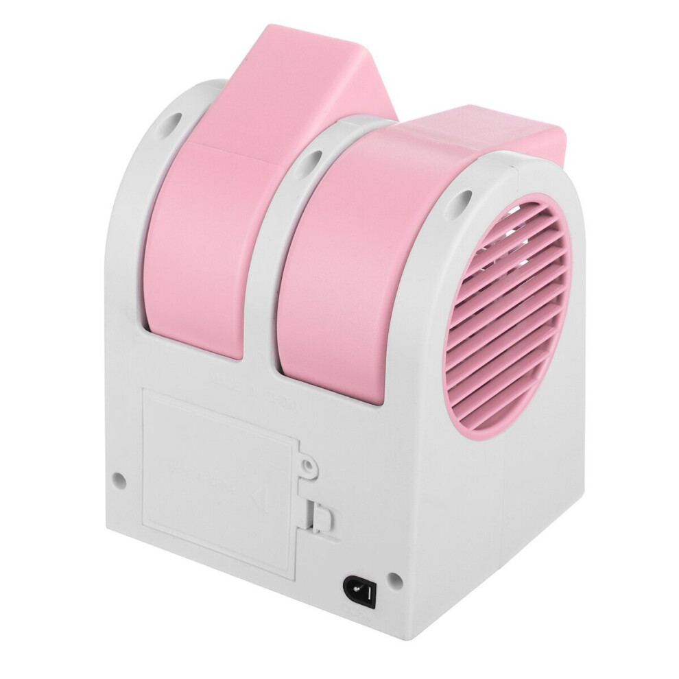 (Pink) Mini Cooling Fan 2 Gears Portable Air Conditioner Cooler Car Auto Truck Vehicle